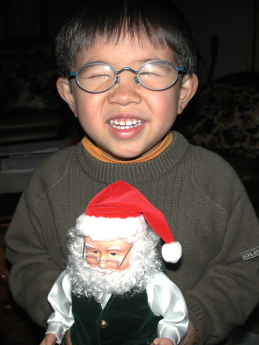 Austin greets us with a Christmas Santa
