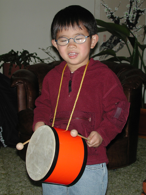 Austin with early Christmas present - 2