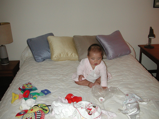 Maya tries out the new bed in Paoli