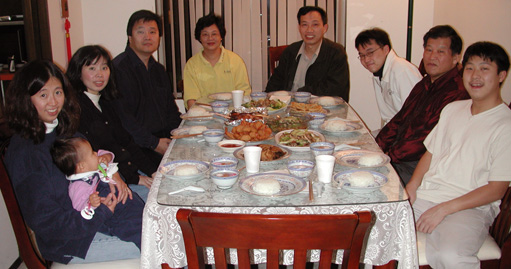 A family giving thanks
