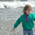 Laura plays with the waves