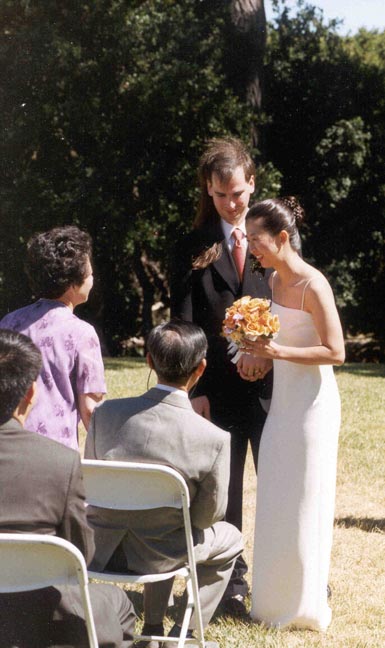 Retrieving the bouquet: Mary Ann, Mark, Rebecca